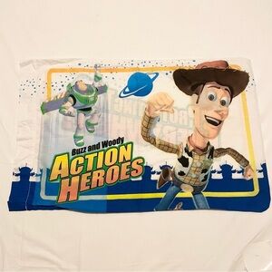 Vintage Toy Story Buzz & Woody Pillowcase Action Heroes Protecting Toys